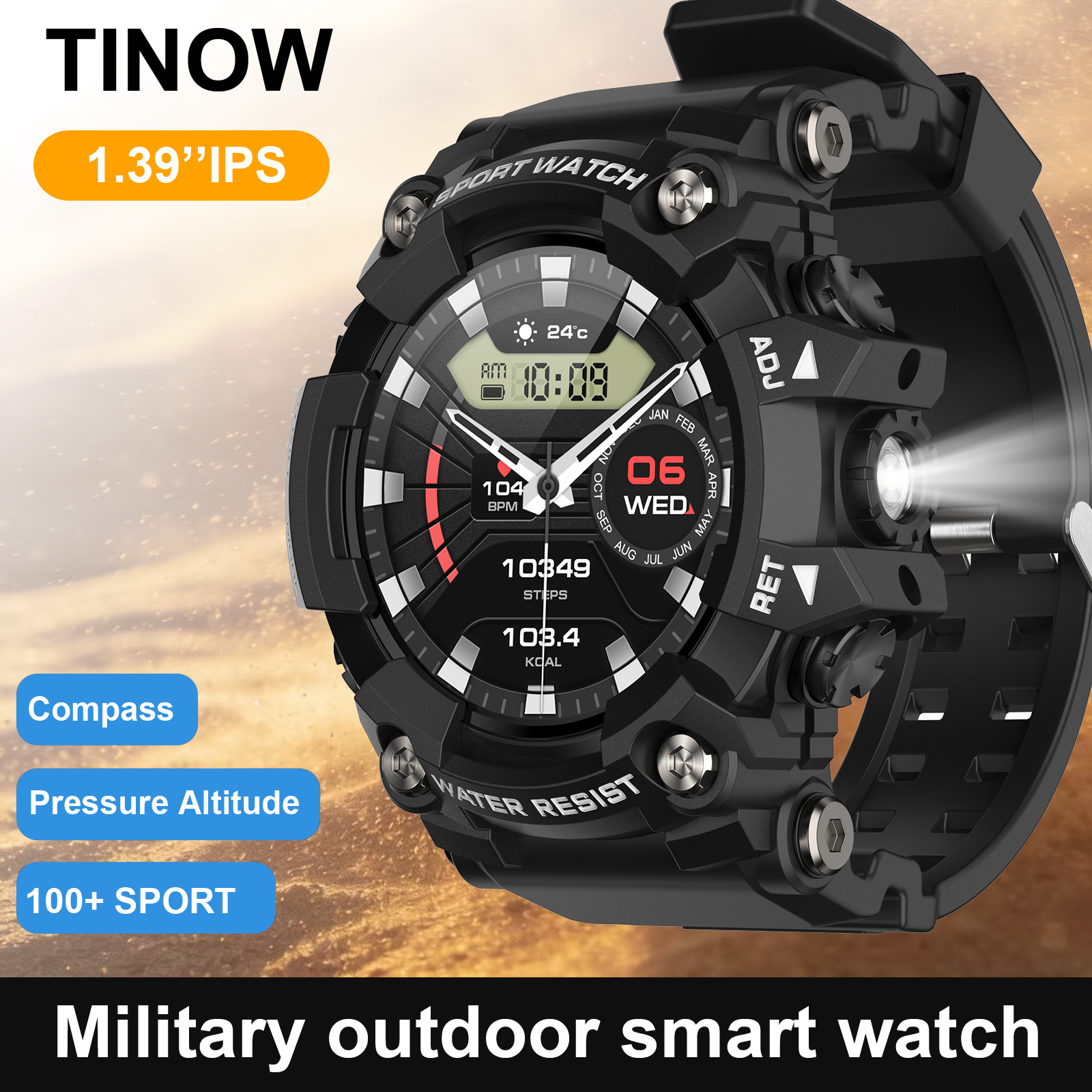 Smartwatch Store - Outdoor Realtek Smartwatch mit Bluetooth-Kompass, 1,39